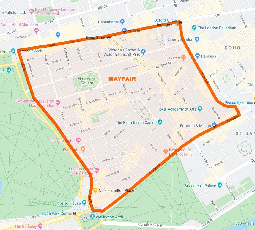 Map of mayfair London