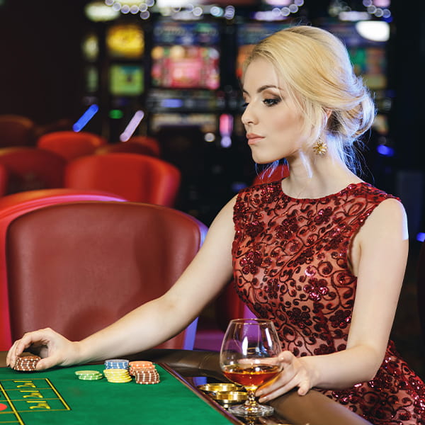 Elegant woman Playing in casino