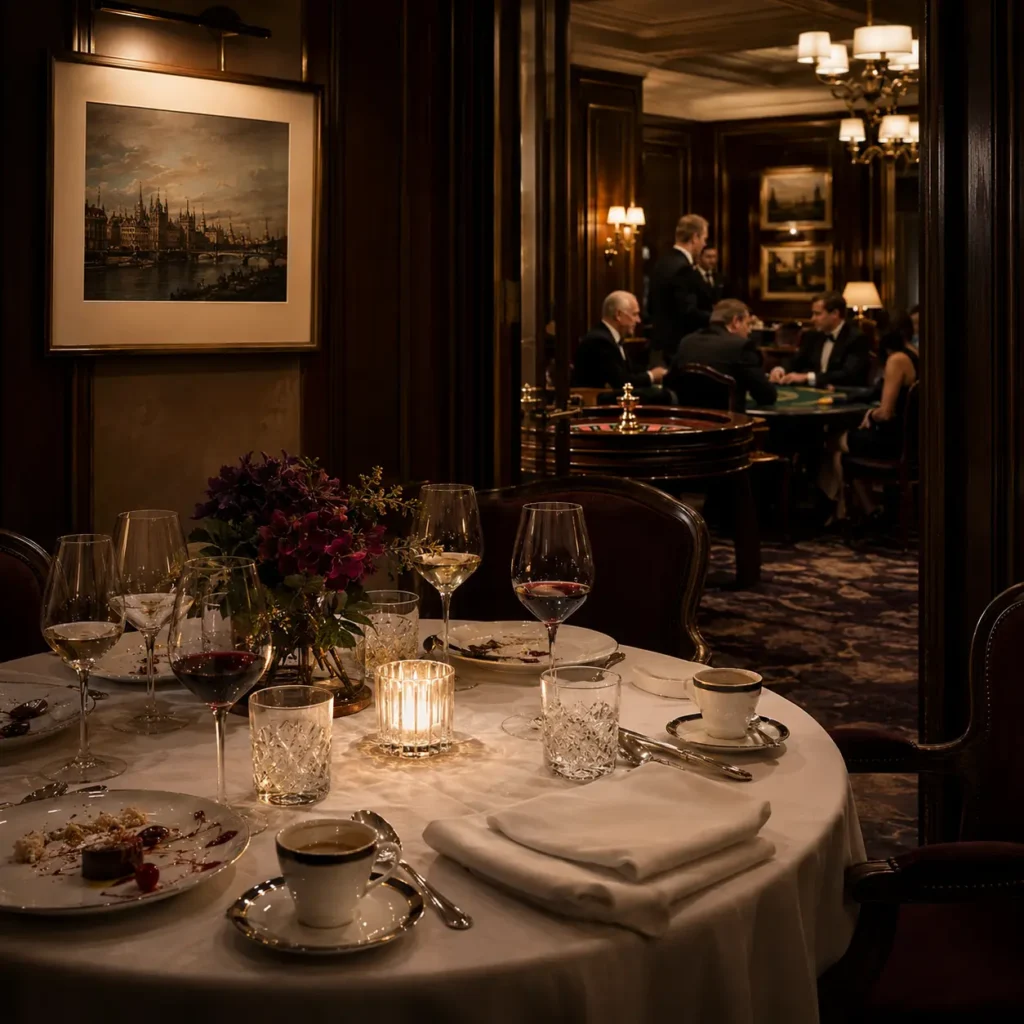 An Evening of Fine Dining and Card Rooms Elegant dinning and gaming