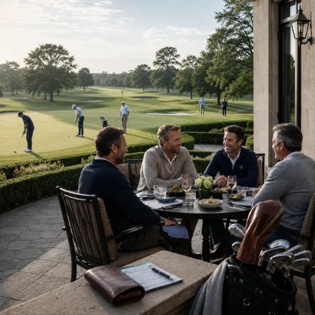 The Luxury Side of Golf in London: Where Affluent Players Shop, Stay, and Play lunch at a golf club terrace
