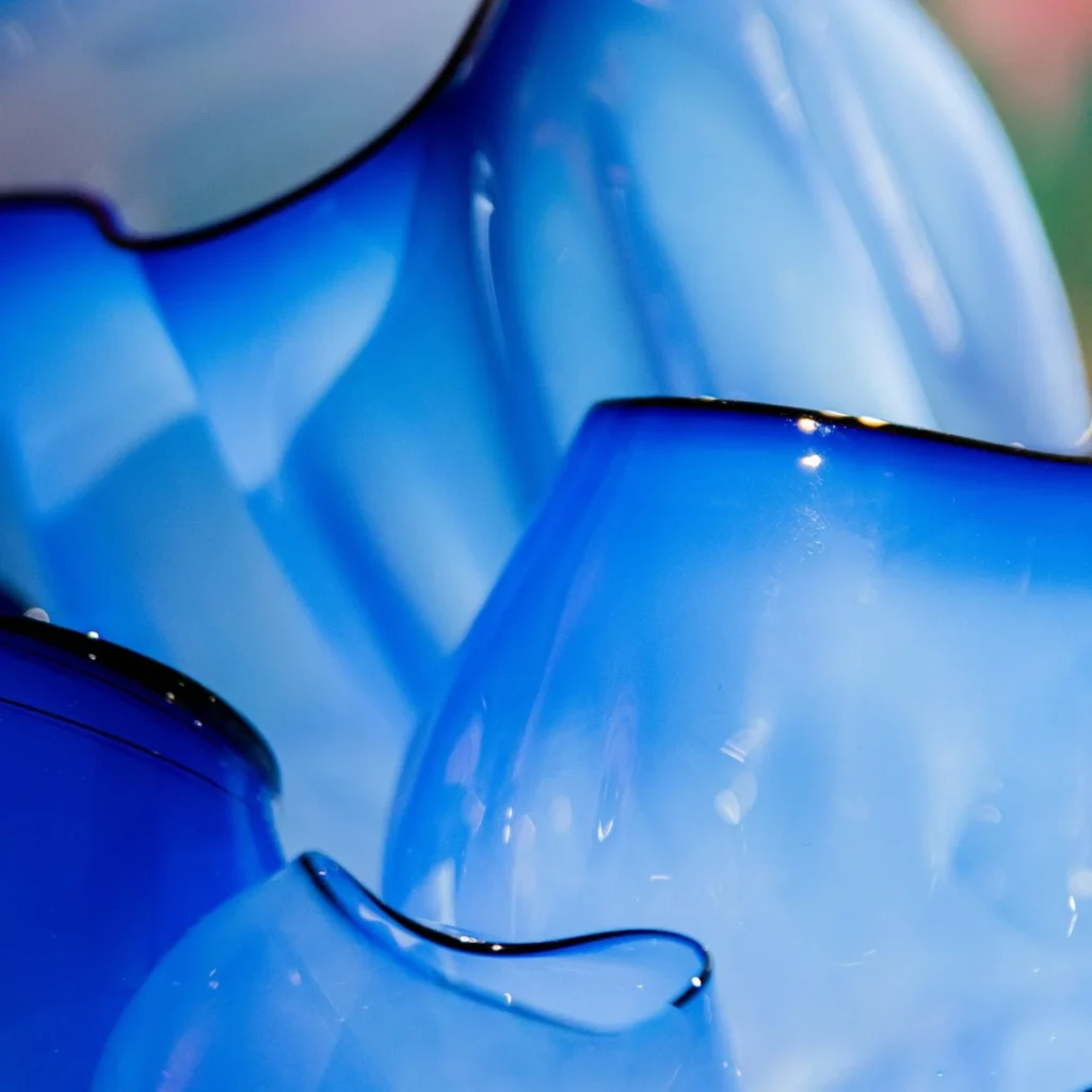 Detail of a blue glass sculpture shown at Halcyon Gallery on New Bond Street in Mayfair Detail of a blue glass sculpture shown at Halcyon Gallery on New Bond Street in Mayfair