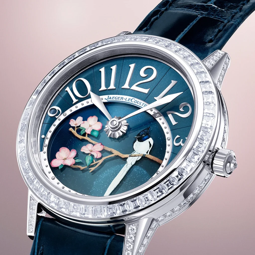 Jaeger-LeCoultre Rendez-Vous watch with a decorated blue dial and diamond-set bezel Jaeger-LeCoultre Rendez-Vous watch with a decorated blue dial and diamond-set bezel