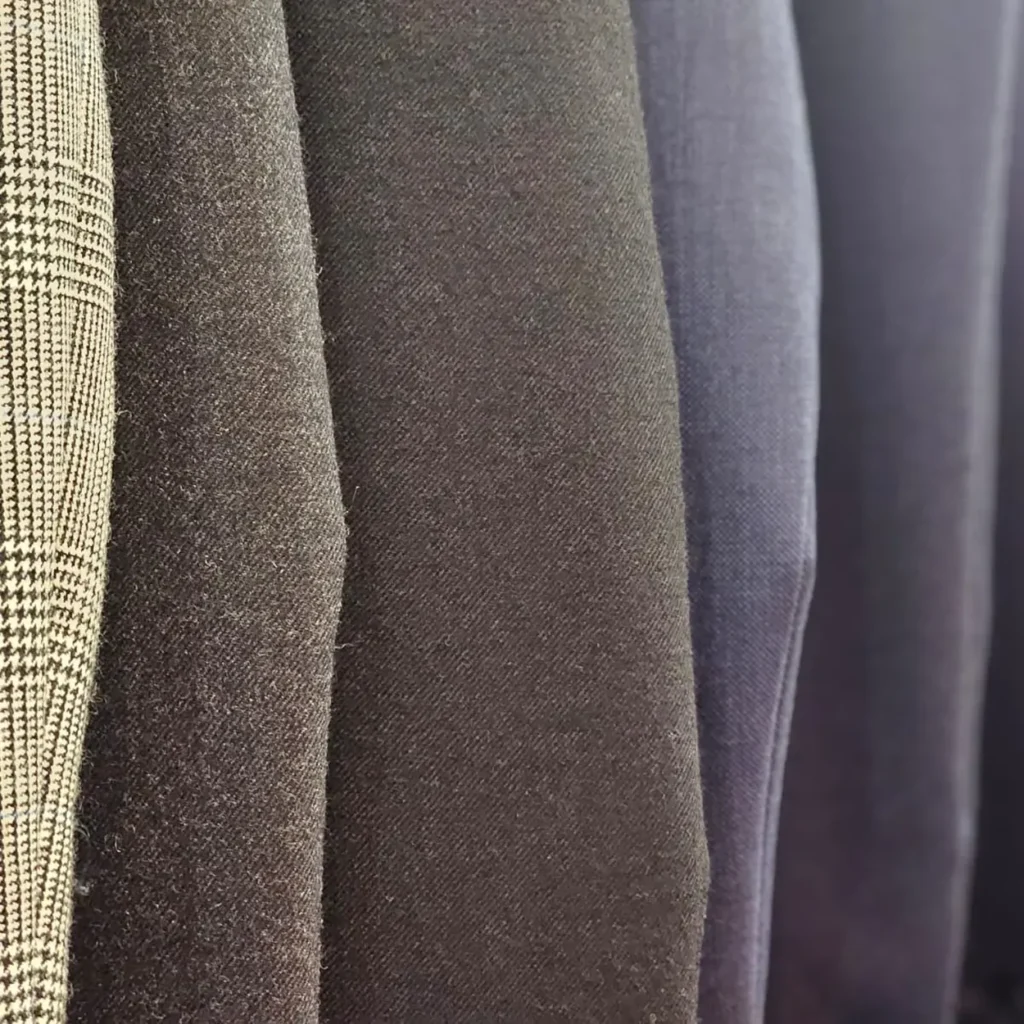 Close detail of suiting cloths stocked by Leonard Jay, the New Bond Street gentlemen’s out Close detail of suiting cloths stocked by Leonard Jay, the New Bond Street gentlemen’s outfitter