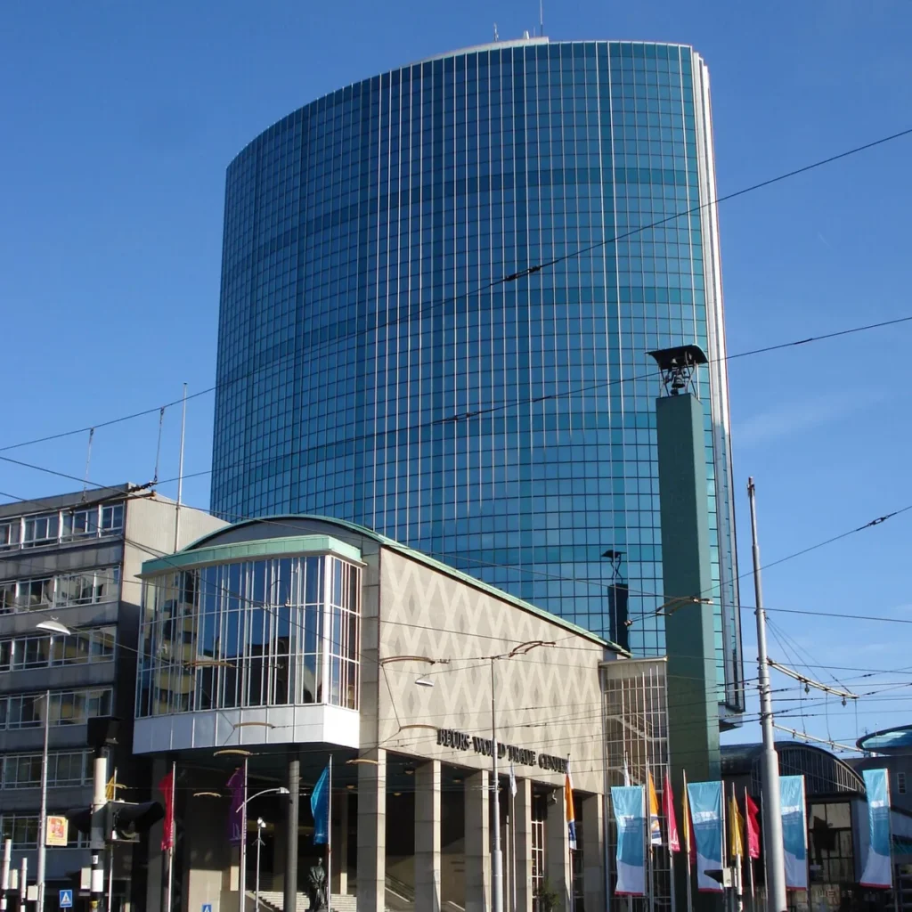 The World Trade Center tower in Rotterdam, a centre for international business in the Netherlands